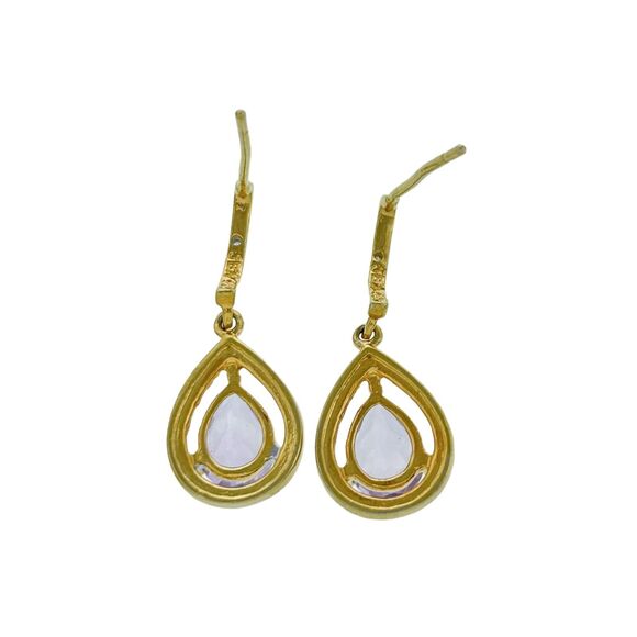 JBX Sterling Silver Gold Plate Purple Amethyst Diamond Accent Dangle Earrings - Picture 2 of 6